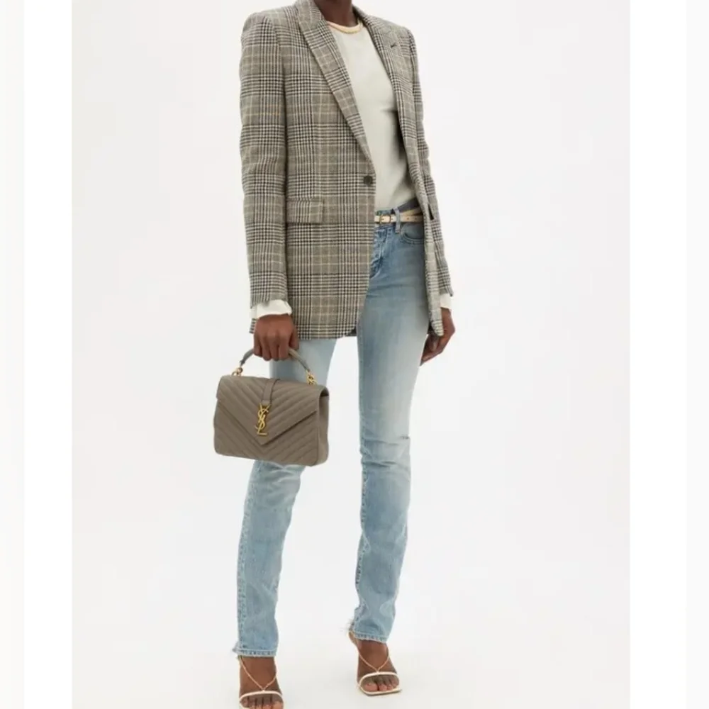 NEW SAINT LAURENT COLLEGE MEDIUM CHAIN BAG IN QUILTED LEATHER GREY GOLD - Picture 16 of 16